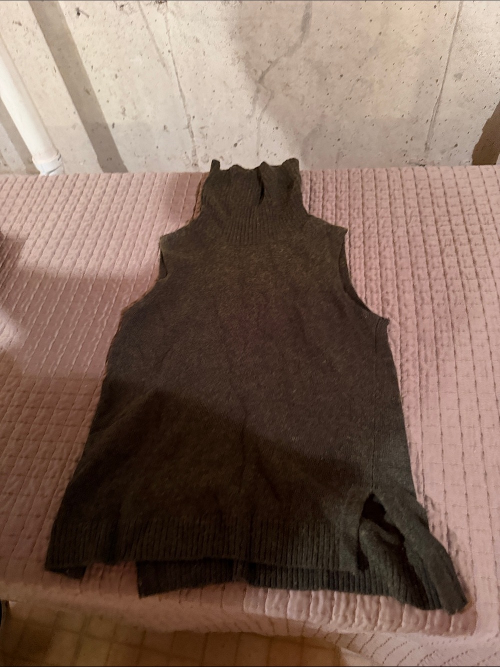 Sleeveless Turtleneck Knit Sweater Vest in Dark Brown